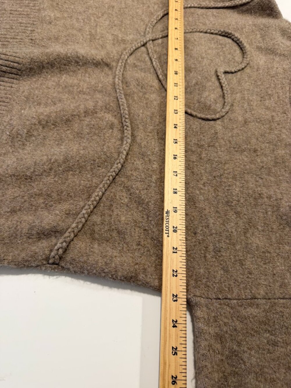 RW&CO Taupe Turtleneck Sweater with Braided Heart Motif - Picture 5 of 9